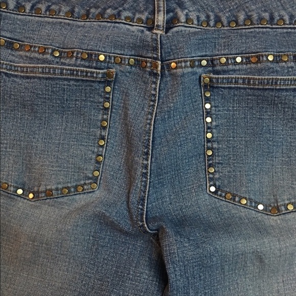 Micheal Kors  size 12 brass studded wide leg cropped with cuffed stretch - Picture 12 of 16